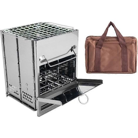 Réchaud à alcool inoxydable pour camping, randonnée et trekking - Poêle à bois portable, léger pour activités extérieures. (1/4)