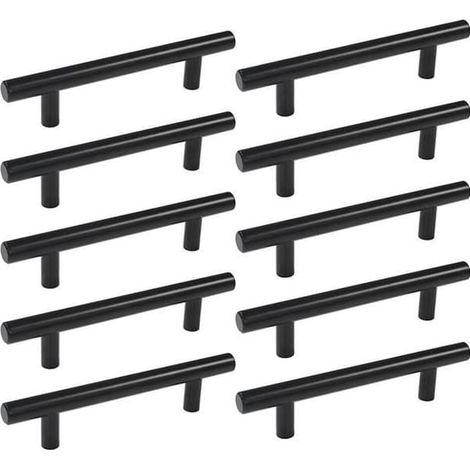 BelleRise - Lot de 20 poignées de porte de placard en acier inoxydable noir, 128 mm, avec vis (1/4)