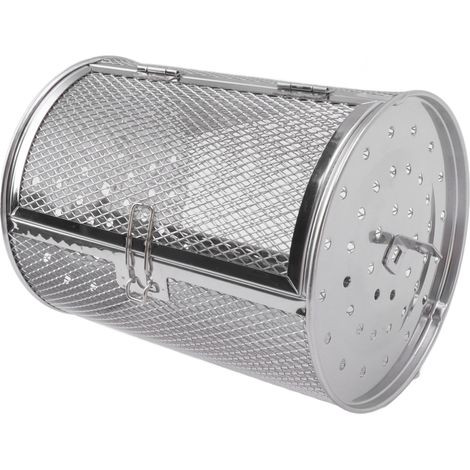 Panier à griller roulant en acier inoxydable, cage de cuisson ronde en acier inoxydable pour barbecue, idéal pour les cacahuètes, les noix séchées et les légumes (B) (1/5)