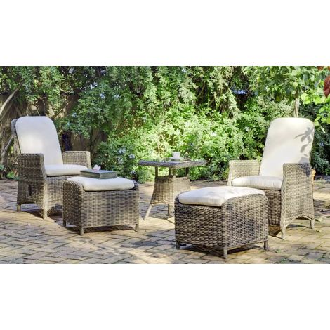 Conjunto de médula sintética 2 sillones reclinables + 2 reposapies con cojines + mesa auxiliar cuadrada, Borsalino-505/70-2+2C (1/2)
