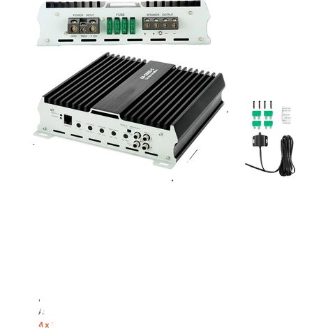 Amplificador para coche, Clase D, Control de graves ajustable, 1200 W (1/2)