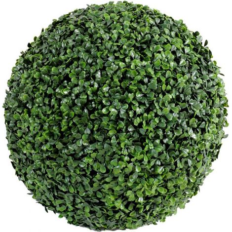 Pegane – Haie artificielle buis boule 38 cm – Résistante aux UV – Pour extérieur – Effet ultra-réaliste sans entretien – Pot noir inclus