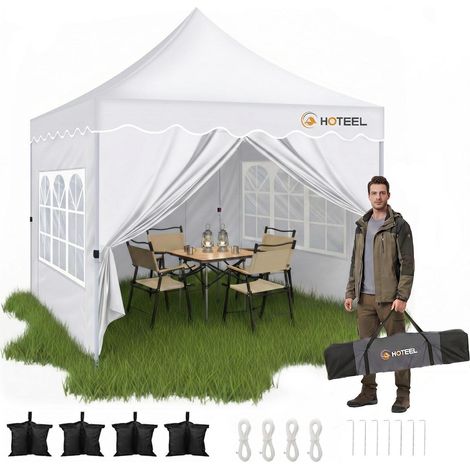 Faltpavillon 3x3m mit 4 Seitenwänden, wasserdicht, UV 50+, verstärkter Rahmen (1/5)