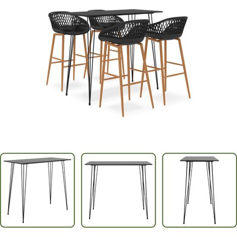 Barhocker - 5-tlg. Bar-Set Schwarz (1/5)