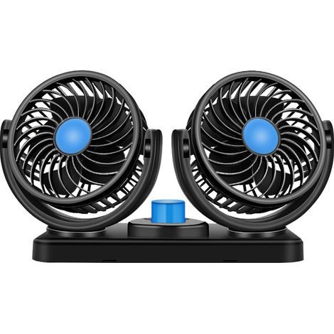 Ventiladores para coche, ventiladores de doble cabezal de 12 V con 2 velocidades y rotación de 360°, ventilador eléctrico silencioso de 10 cm para camiones, barcos, SUV y autocaravanas: la solución de (1/5)