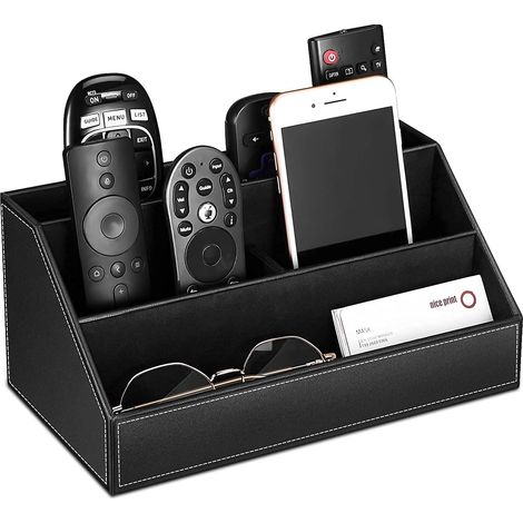 Boîte de rangement de bureau multifonctionnelle avec porte-stylo (noir)