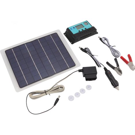 Kit panneau solaire 10W monocristallin 18V 50A double USB avec régulateur MPPT pour voiture extérieur (1/5)