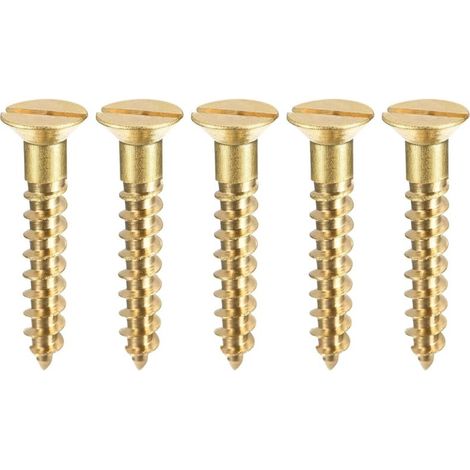 Lot de 100 vis à bois M4 x 25 mm à tête plate fendue en laiton