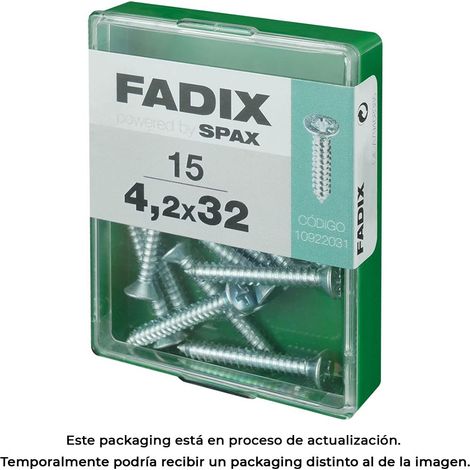 Caja de 15 unidades de tornillo de rosca chapa con cabeza plana en cinc 4,2x32mm Fadix (1/3)