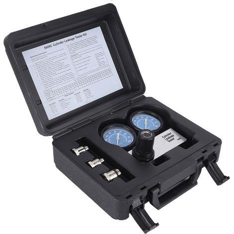 Professionelles Zylinderlecktester-Set mit zwei Manometern, 3 Adaptern und Motordiagnosegerät (1/5)