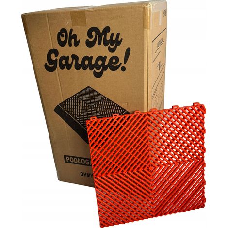 Baldosas modulares tipo puzle para suelos de garaje, taller y detailing (naranja) (1/5)