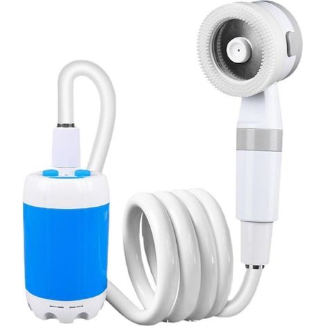 Pompe de douche portable pour camping, Pommeau de douche rechargeable pour l'extérieur, pompe l'eau du seau. Profitez d'un rafraîchissement n'importe où, parfait pour le camping, la ra (1/4)