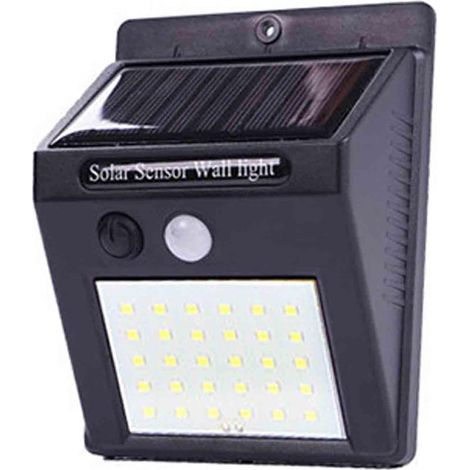 (30 LED) Lampe solaire d'extérieur à LED étanche avec détecteur de mouvement PIR pour couloir, cour, lampadaire de rue étanche