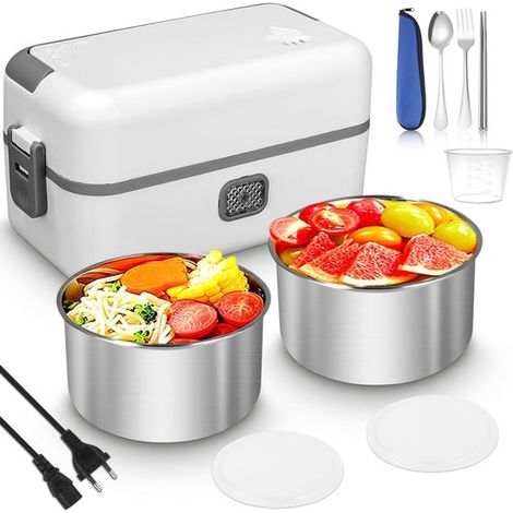 Beheizbares Essgeschirr-Set 200 W mit Besteck und Warmhaltebeutel beheizbare Edelstahl-Lunchbox 220 V Isolierbox für warme Speisen geeignet für (1/5)