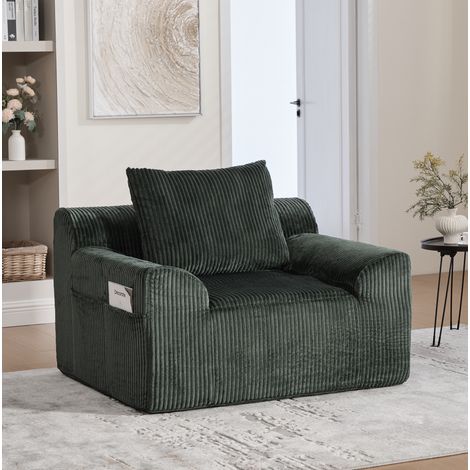 Sillón salón con reposapiés y bolsillos de pana OKMYHOME (1/5)