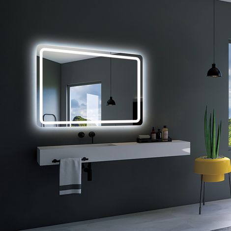 Espejo de baño cuadrado con luz frontal Modelo GRECIA 120x80