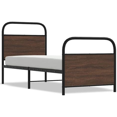 Lit simple Lit adulte Cadre de lit sans matelas 75x190cm chêne marron bois ingénierie (1/5)