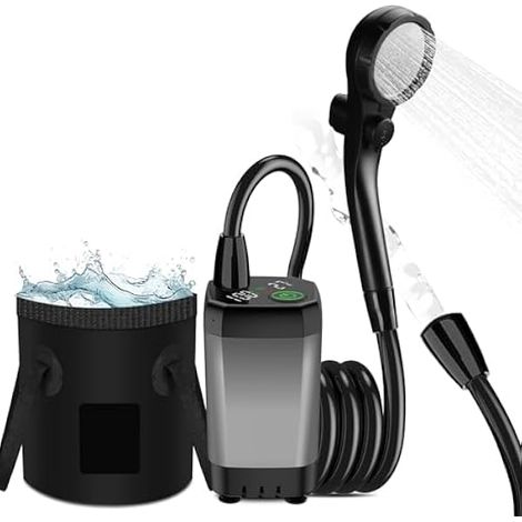 Douche Portable - Pompe À Eau Électrique Avec Affichage LED - Seau Pliable 19 L - Batterie 6000 mAh - Pour Camping Randonnée Baignade Animaux (1/3)