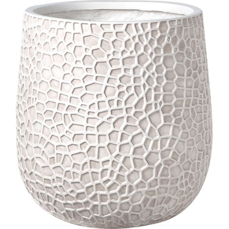 Maceta para exterior e interior tiesto decorativo redondo de fibra de arcilla 41 x 41 x 43 cm beige claro Qiyun (1/5)