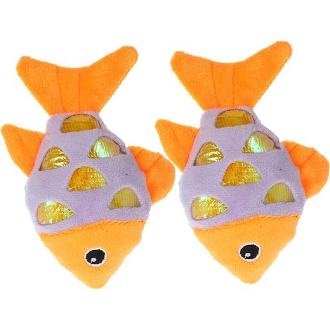 2-Piece Fish-Shaped Cat Chew Toy Set for Kittens with Interactive Catnip, Colorful Plush Toy for Playing and Chewing (1/5)