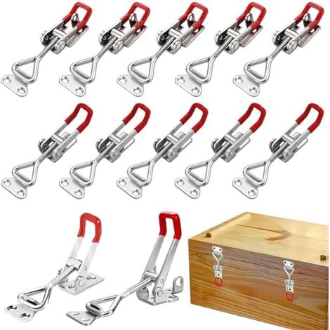 12 verstellbare Kippriegel, rostfrei und abschließbar, Tragfähigkeit 100 kg, Metall, für Schränke und Koffer (2 Ausführungen) (1/5)