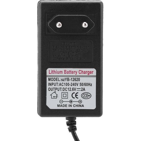 Adaptateur secteur 12,6 V CC 2 A, chargeur de remplacement pour batterie lithium-ion 100-240 V, prise européenne (1/5)