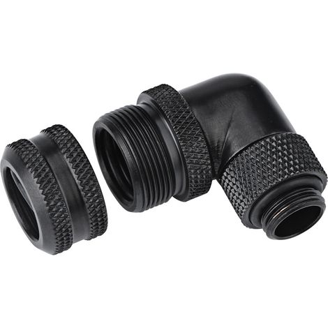 Raccord coudé 90° G1/4 pour watercooling PC, compatible tuyau 14mm, noir