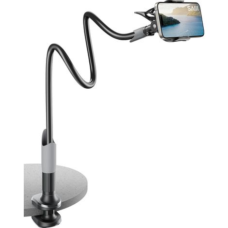 Support Smartphone Lit à Col de Cygne 85 cm avec Bras Long Flexible Support Téléphone Rotatif 360° Compatible iPhone 16/15/14 Pro Max et Écrans 4 à 7 Pouces (1/5)
