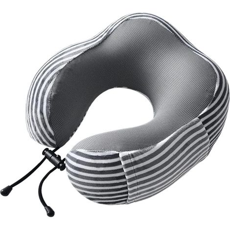 Almohada cervical en forma de U, espuma viscoelástica suave y transpirable, hebilla ajustable, funda extraíble y lavable, 1 unidad.