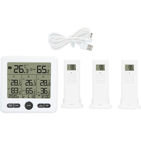 TS-6210 Thermomètre Hygromètre Sans Fil 3 en 1 Intérieur Extérieur avec Alarme, Jauge de Température et Humidité (1/5)