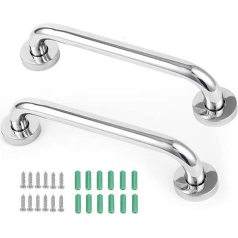 Lote de 2 asas antideslizantes de acero inoxidable para baño, bañera y ducha, adecuadas para personas mayores y niños, 30 cm (1/5)