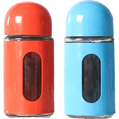 Moulin à Sel et Poivre - Verre Transparent et Acier Inoxydable - Réglage de Débit 3 Positions - Lot de 2 (1/5)
