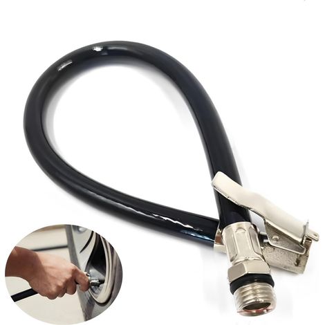 Tuyau de gonflage de pneu pour moto et voiture, Tuyau d'extension de pompe en caoutchouc flexible, D'extension de Gonfleur de Pneu, tuyau gonflage pneu, 37 cm (1/5)