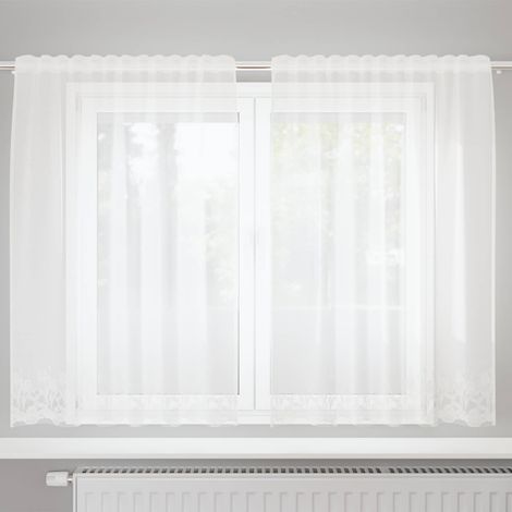 Spitzenvorhang mit Vorhängen Floral Weiß 140 x 150 cm Polyester (1/5)