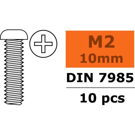 Revtec - Pan Head Screw - M2X10 - Galvanized Steel - 10 pcs