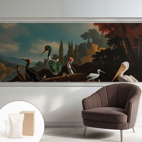 Carta Da Parati In Vlies Decorativa Per Pareti - Con Motivi Moderni - Con Colori Intensi - Per Ufficio Uccelli pittoreschi 250x104 cm (1/5)