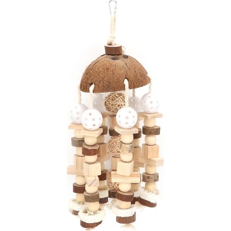 Jouet pour perroquet - Grand jouet à mâcher pour perroquet - Jouet à mâcher en coquille de noix de coco pour perroquets moyens et grands (1/5)