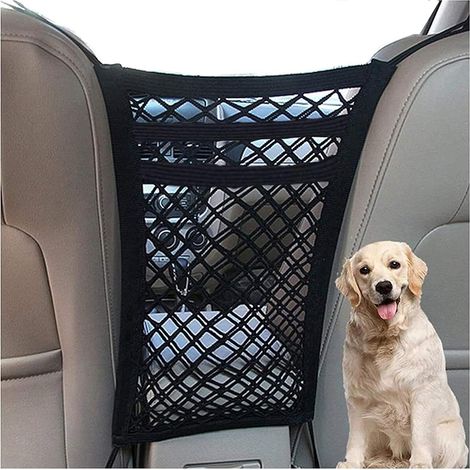 Barrière de protection pour chien - Filet de sécurité en maille extensible, sac de rangement universel pour voitures et SUV, 3 couches (1/5)