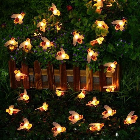 Guirlande lumineuse solaire d'extérieur, 50 LED, 8 modes d'éclairage, étanche, pour jardin et cour (blanc chaud) (1/3)