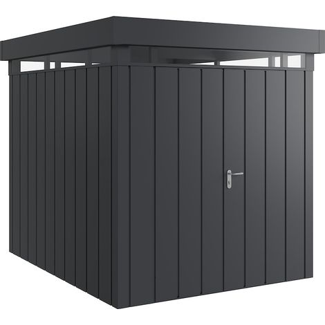 Hörmann Metall-Gerätehaus "Juno" mit Flachdach, JFD6 - Modern, 214 x 262 cm (B x T), anthrazit, 2-flüglige Tür, mit Lichtband