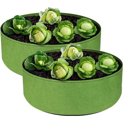 Lot de 2 sacs de culture de 50 gallons (environ 190 litres) — Pots de fleurs ronds surélevés en tissu robuste — Jardinières en matériau non tissé — 30 x 90 cm (1/5)