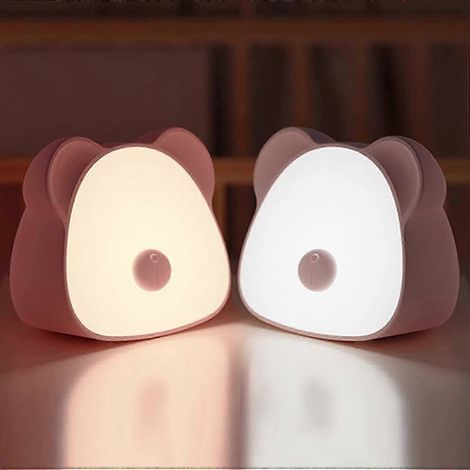 Lot de 2 veilleuses rechargeables pour enfants, lampes de chevet nomades, veilleuse LED portable rose pour la chambre de bébé (1/5)