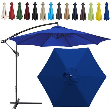Auvent De Remplacement pour Parasol , Toile De Parasol Déporté Remplacement Pour Cour, Jardin, Plage, Protection UV,8ribs-270cm,Taupe Foncé