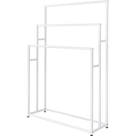 Porte-serviettes, design à 3 niveaux, pieds antidérapants, BLANC (1/2)
