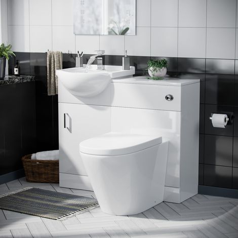 Ellen Cloakroom 450mm White Basin Vanity Unit, WC Unit & BTW Toilet - Flat Pack (1/5)