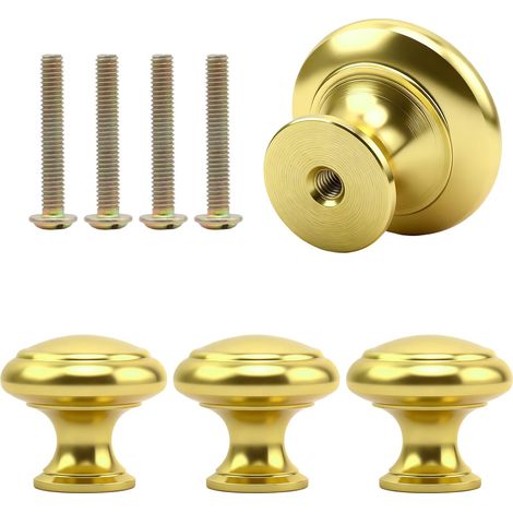 4 Pièces Bouton de Meuble, Conception de Tête de Champignon Bouton de Tiroir en Alliage D'aluminium, Boutons de Portes pour Placards Doré avec 4 Vis, pour Armoires, Bibliothèques et Tiroirs (1/5)