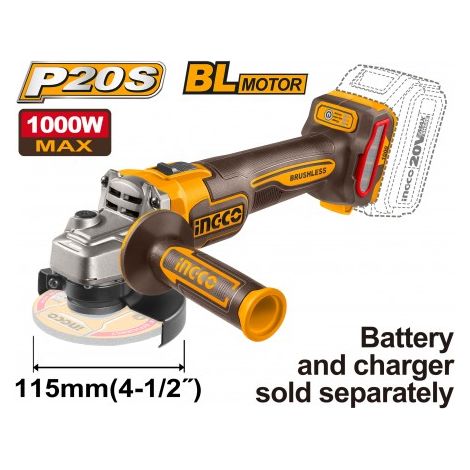 SMERIGLIATRICE BRUSHLESS 1000W D115MM NUDA