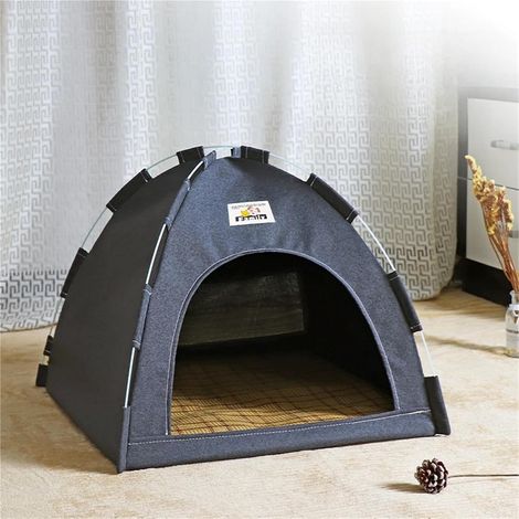 Tente portable pliable chat chien avec tapis rafraîchissant, abri confortable respirant pour animaux intérieur extérieur 68x68x64cm (1/5)