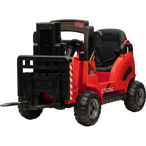 Voiture électrique enfant 12V avec fourche réglable et palette - Double moteur, télécommande parentale, musique, USB/MP3, vitesse haute/basse - Jouet sûr pour intérieur/extensionérieur - Couleur: roug (1/5)