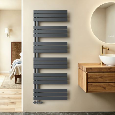 S’AFIELINA Sèche-serviettes eau chaude 958W Lateral connection Tube plat Sans vanne Anthracite 160×600mm